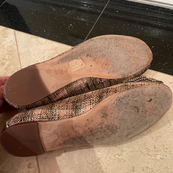 Tory Burch Crystal Bow Pink Tweed Ballet Flats in Rose Gold Broze - Picture 7 of 9